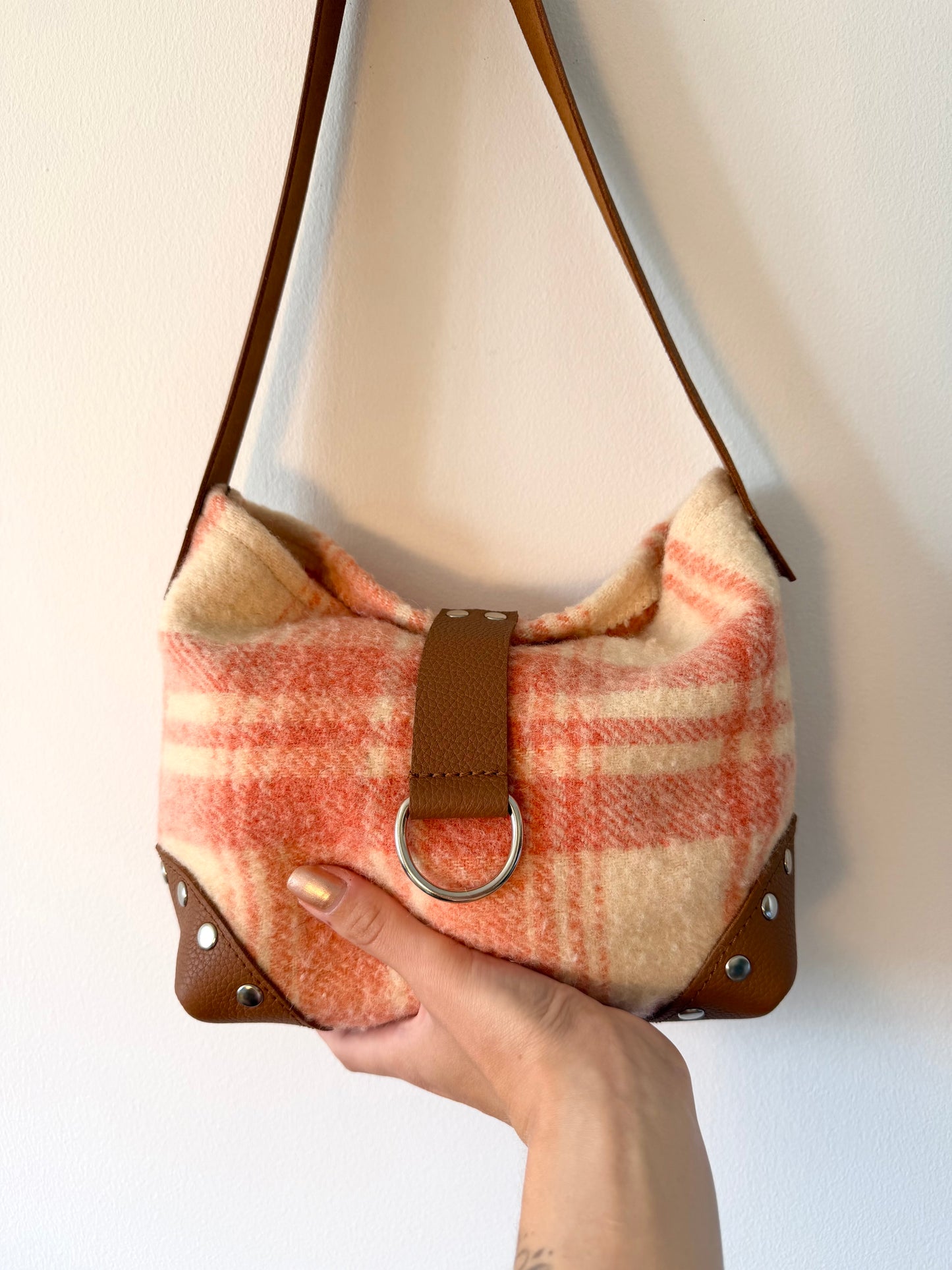 Sac upcyclé couverture laine et cuir