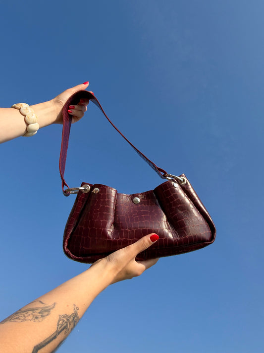 Sac Thora croco bordeaux