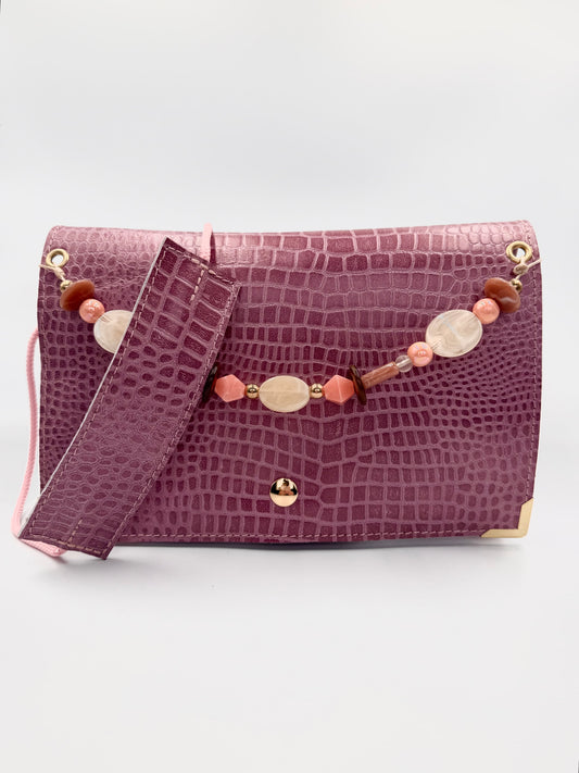 Sac Elma croco rose