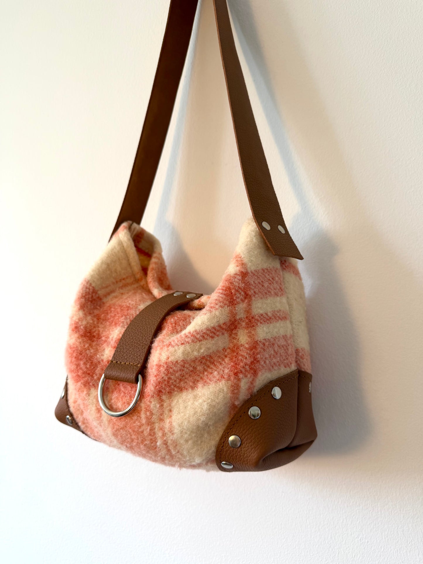 Sac upcyclé couverture laine et cuir
