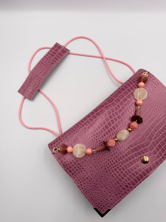 Sac Elma croco rose